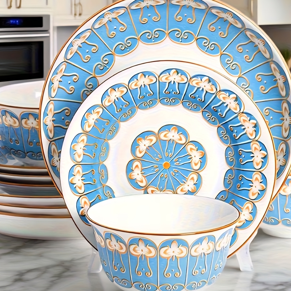 Elegant Blue and White Dinnerware Set